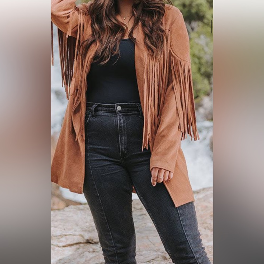 Buddy Love brown fringe suede jacket.  Size small.